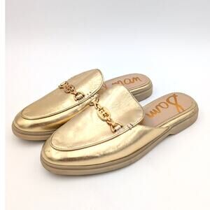 Sam Edelman Kira Slip On Mule Women's Logo Leather Gold Size US8M EU38.5